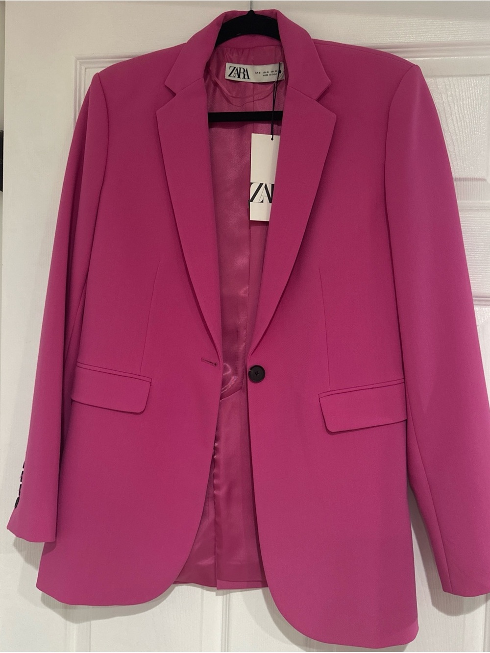 Zara Women's Bright Pink Single-Button Blazer